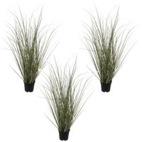 Set van 3x stuks groene duingras Ammophila Arenaria kunstplanten in zwarte kunststof pot 50 cm