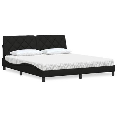 Bed met matras stof zwart 180x200 cm