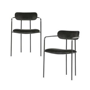 WOOOD Ivy Eetkamerstoelen - Fluweel - Zwart - Set van 2