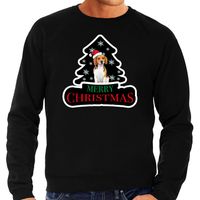 Dieren kersttrui beagle zwart heren - Foute honden kerstsweater