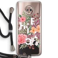 Hello in flowers: Motorola Moto G6 Transparant Hoesje met koord