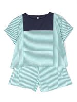 Il Gufo ensemble short en coton à rayures - Vert - thumbnail