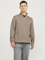 Jack & Jones Jprblamilano Stitch Knit Half Zip Sn Trui Greige Melange