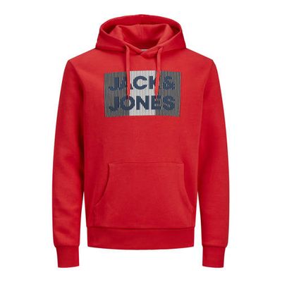 JACK & JONES ESSENTIALS hoodie met logo rood JACK & JONES ESSENTIALS hoodie met logo rood