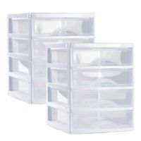 Ladeblokje/bureau organizer 2x lades - wit/transparant - L18 x B21 x H23 cm - plastic - thumbnail