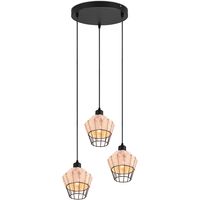 LED Hanglamp - Hangverlichting - Trion Bera - E27 Fitting - 3-lichts - Rond - Bruin - Aluminium - thumbnail