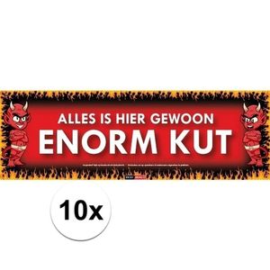 10x Sticky Devil stickers tekst Alles is hier gewoon enorm kut