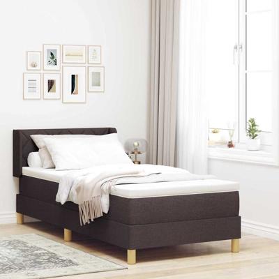 Boxspringbed met matras Donkerbruin 90 x 190 cm Stof