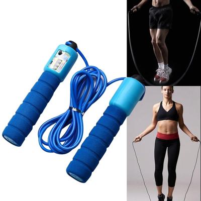Springen touwen met Counter sport fitness verstelbare snelle snelheid tellen Jump Skip touw skipping Wire (blauw)