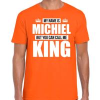 Naam cadeau t-shirt - my name is Michiel - but you can call me King - oranje - heren - koningsdag