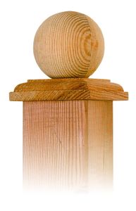 Paalornament hout bol voor tuinpaal 100mm