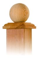 Paalornament hout bol voor tuinpaal 100mm - thumbnail