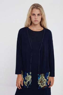 Gebreide trui met knopen - BLUE - XS