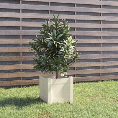 VidaXL Plantenbak 31x31x31 cm massief grenenhout wit