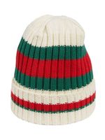 Gucci Kids bonnet en maille à détail Web - Blanc