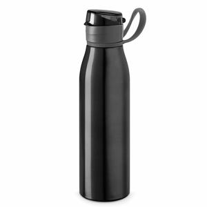 Aluminium waterfles/drinkflesmet klepdop en handvat - zwart - 650 ml - Sportfles - Bidon