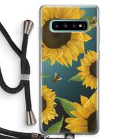 Sunflower and bees: Samsung Galaxy S10 Plus Transparant Hoesje met koord