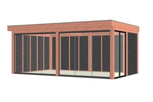 Trendhout Buitenverblijf Refter XL 600x400 cm - Combinatie 1- Plat dak- Onbehandeld lariks Douglas hout- Trendhout