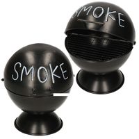 Set van 2x buiten terras asbakken Black BBQ van metaal 15 cm - thumbnail