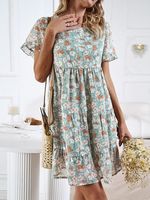 Casual Loose Small Floral Dress With No
