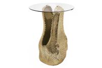 Bijzettafel WILDLIFE CROCODILE 50 cm rond, salontafel van gehard glas, goudkleurig - 46986