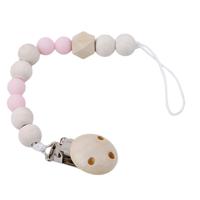 3 PC'S baby fopspeen clip ketting houten houder fopspeen fopspeen clips leiband riem tepel houder voor babyvoeding (roze)