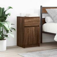 Nachtkastjes 2 st 39x35x65 cm bewerkt hout bruin eikenkleur