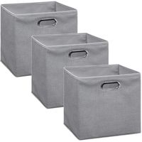 Set van 3x stuks opbergmand/kastmand 29 liter lichtgrijs linnen 31 x 31 x 31 cm