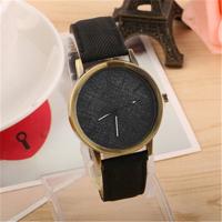 Denim Design lederen riem Quartz horloges voor vrouwen (zwart)
