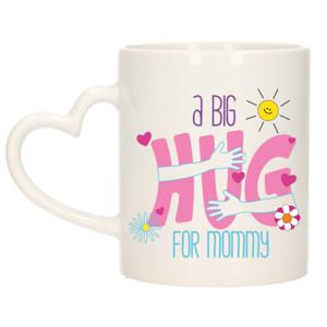 Cadeau koffie/thee mok voor mama - hartje oor - big hug - 300 ml - Moederdag