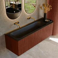 Badmeubel Mondiaz Kurve | 145 cm cm | Meubelkleur Ruby | Wastafelkleur Urban | Solid surface | Wasbak links zijde spoelbak | Zonder kraangat(en)