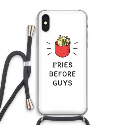 Fries before guys: iPhone XS Transparant Hoesje met koord