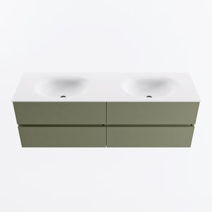 MONDIAZ VICA 150cm badmeubel onderkast Army 4 lades. Wastafel MOON dubbel 2 kraangaten, kleur Talc.