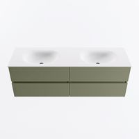 MONDIAZ VICA 150cm badmeubel onderkast Army 4 lades. Wastafel MOON dubbel 2 kraangaten, kleur Talc.