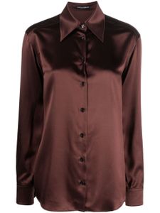 Dolce & Gabbana chemise à fini satiné - Marron