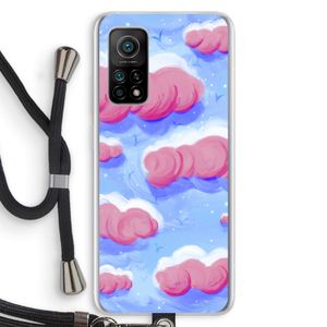 Roze wolken met vogels: Xiaomi Mi 10T 5G Transparant Hoesje met koord