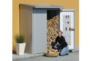 Biohort Metalen multi-opslagplaats Woodstock 300,7x102x199 cm- Lessenaarsdak- Metaal- Biohort