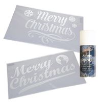 Kerst raamsjablonen - merry christmas - 2 stuks - met sneeuwspray - thumbnail