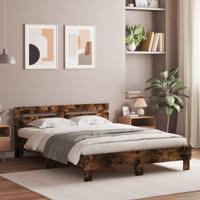Bedframe met hoofdeinde en LED gerookt eikenkleurig 140x190 cm