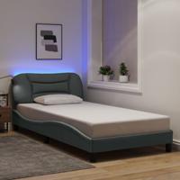 Bedframe met LED zonder matras stof 100x200 cm lichtgrijs