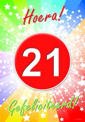 21 jaar verjaardag versiering poster - 59 x 42 cm - leeftijd feestartikelen