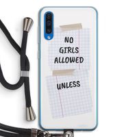 No Girls Allowed Unless: Samsung Galaxy A50 Transparant Hoesje met koord