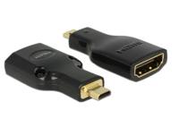 Delock 65664 Adapter High Speed HDMI met Ethernet - HDMI Micro-D male > HDMI-A female 4K zwart - thumbnail
