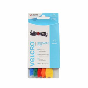 VELCRO® VEL-EC60250 Klittenband kabelbinder Om te bundelen Haak- en lusdeel (l x b) 200 mm x 12 mm Blauw, Groen, Rood, Oranje, Geel 5 stuk(s)