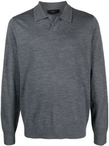 Vince polo en maille fine à manches longues - Gris