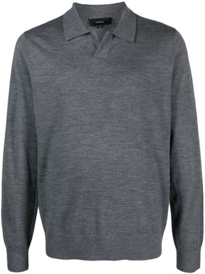 Vince polo en maille fine à manches longues - Gris