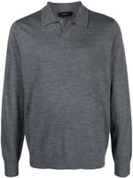 Vince polo en maille fine à manches longues - Gris