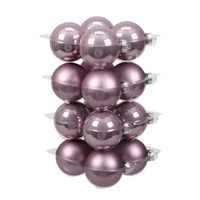 16x stuks glazen kerstballen salie paars (lilac sage) 8 cm mat/glans - thumbnail