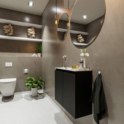 Toiletmeubel Mondiaz Ture | 60 cm | Meubelkleur Urban | Eden wastafel Talc Links | 1 kraangat