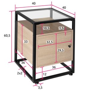 tectake - Nachtkastje Dudley - 40x43x60,5cm - industrieel - lichtbruin - 404683